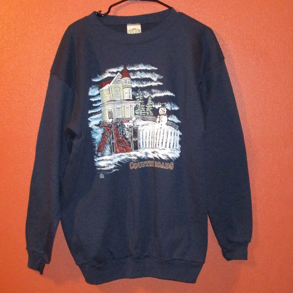 Cotton Grove Shirt 1996 Country Roads Woman Large Red White Blue Sweatshirt